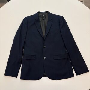 H&M Slim Fit‎ Navy Blue Polyester Blend Suit Jacket Blazer Mens 40R